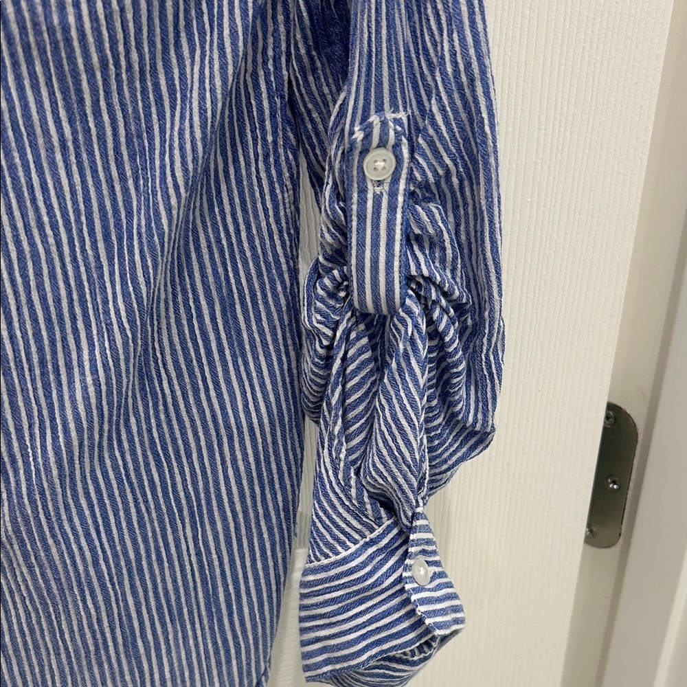 LOFT Blue and White Striped Shirt - Picture 3 of 4